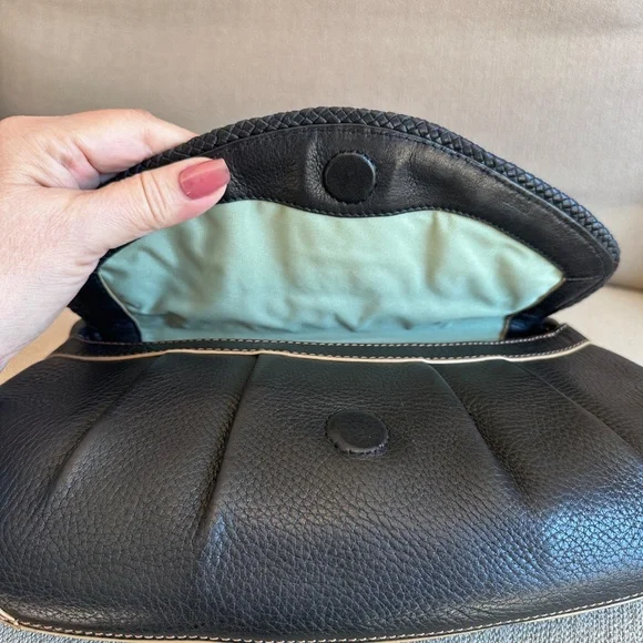 Vintage COLE HAAN Black Pebbled Leather Village Purse SP06 w/ Baseball Stitch! - Picture 4 of 16